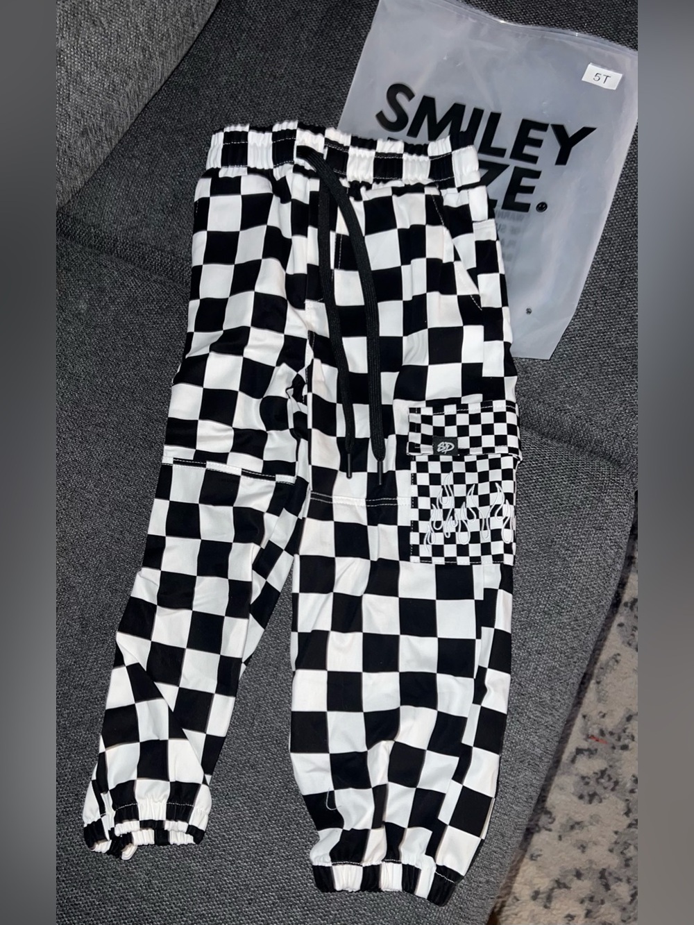 Kids Black & White Checkered jeans